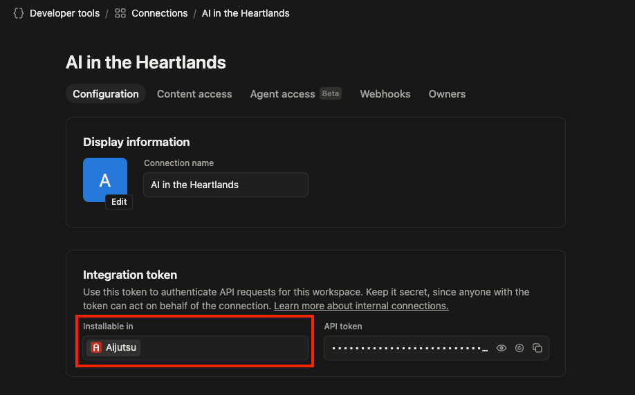 Connection homepage