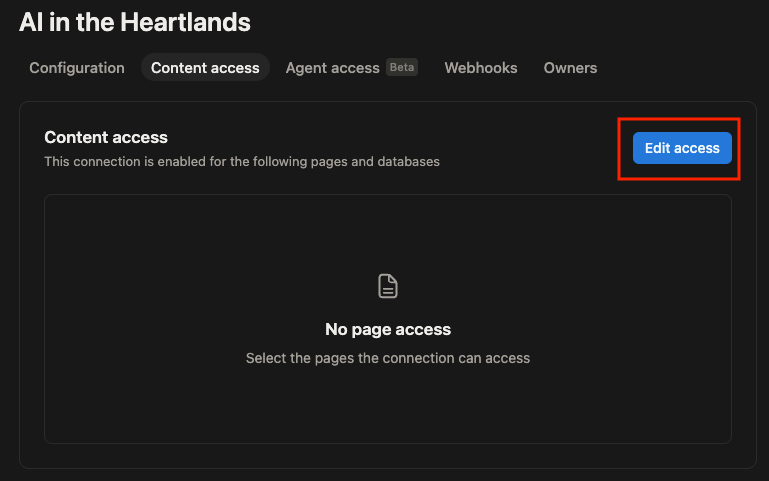 Empty Content access page example