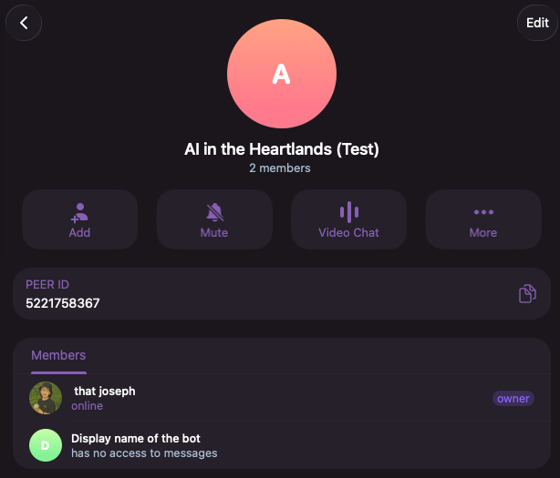 The group's members, with the bot listed