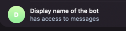 Screenshot with bot having access to messages