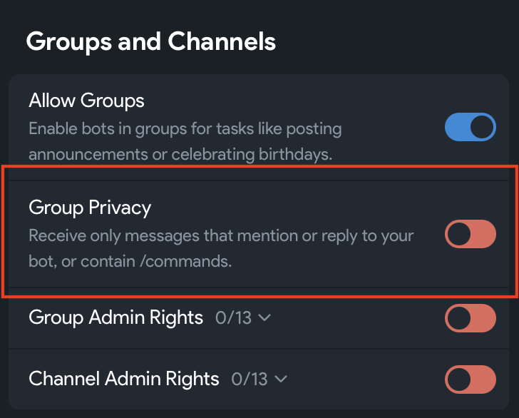 Group Privacy settings